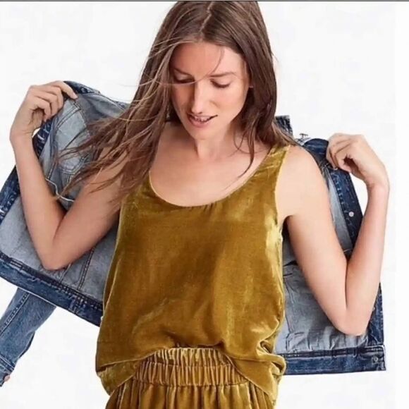 J. Crew Vintage Gold Pullover Sleeveless Velvet Top 6 Coastal Cowgirl Boho - Picture 4 of 15